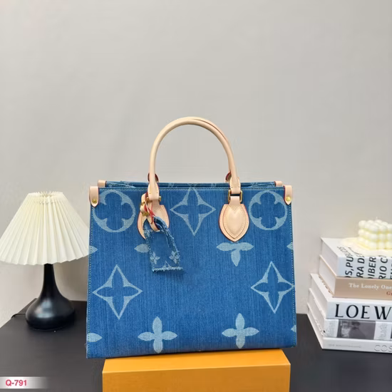 Großhandel Damen Designer Einkaufstasche Replik Berühmte Marke Luxus Onthego Klassische Denim Handtasche Große Kapazität Replik Mama Schulter Handtaschen