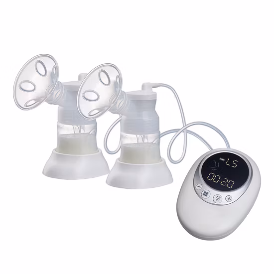 Doppelte elektrische Milchpumpe, 3 Modi und 9 Stufen mit Flaschen, BPA-freie Milchpumpe mit LED-Anzeige