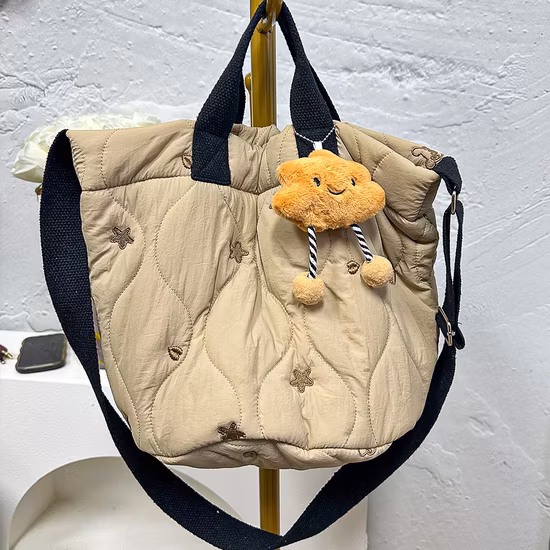 Individuelle Umhängetasche mit Reißverschluss, gesteppte Beuteltasche, Mamatasche mit großer Kapazität