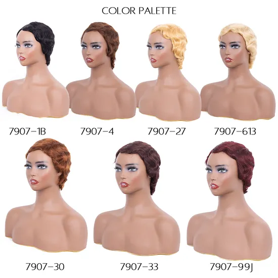 Fabrik Großhandel Günstige 100% Echthaar Maschine Made Perücke Mama Kurze Pixie Cut Perücken